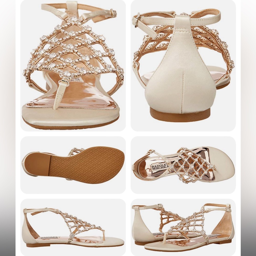 ♥️Badgley🌟Mischka Satin Rhinestone 💎 Sandal